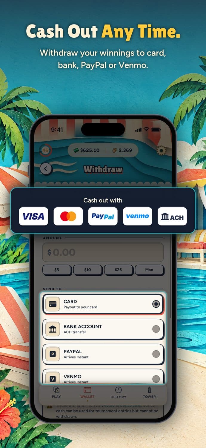 Cash out any time